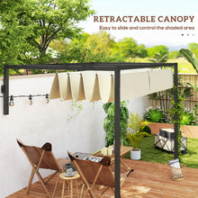 2 x 3m Lean To Pergola with Retractable Roof, Wall Mounted Garden Gazebo Outdoor Sun Shade Shelter for Patio, Khaki