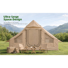 Inflatable Tents for Camping Easy Setup 4 Seasons Outdoor Oxford Cabin Tent, Air Tent with Mesh Windows and Doors, 8-10 Person Glamping Tents with Stove Jack for Picnic, Hiking, Traveling