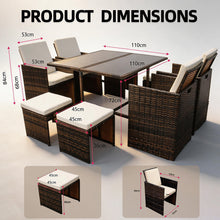 8 Seater Rattan Garden Sofa Furniture Set with Glass Table Outdoor All-Weather