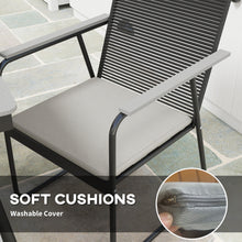 6 Seater Garden Dining Set with Soft Cushions, Rattan Backrest, Rectangular Plastic Top, Garden Furniture Set, Outdoor Dining Table and Chairs for Patio, Balcony, Poolside