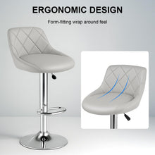 Modern Bar Stools Set Leatherette Exterior Adjustable Lift Chrome Footrest and Base for Breakfast Bar Counter Kitchen and Home Barstools