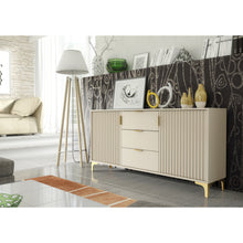 Tide Crest 140cm Modern Sideboard with Gold Accents and Storage