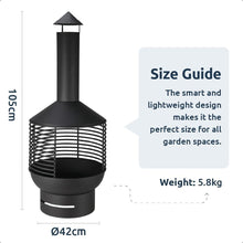 Chiminea Fireplace with Base and Cut-Out Style Chimney – Outdoor Garden Fire Pit Heater