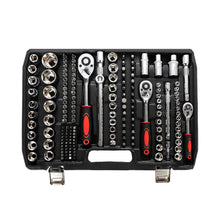 215pcs Socket Set with Ratchet Wrench, Drill Bits, and Hex Keys - Complete Mechanic Tool Kit with 1/2", 1/4", and 3/8" Drive Sizes