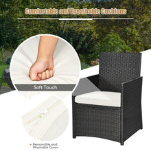 GOFLAME 3 Pieces Patio PE Wicker Set Space-saving Outdoor Conversation Set-White