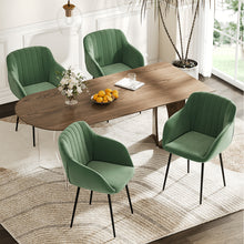 Set of 2 Upholstered Dining Chairs with Armrests and Solid Metal Base, Minimalist Style Chairs for Living Room, Kitchen and Bedroom