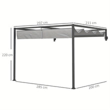 2 X 3(M) Lean to Pergola Featuring a Retractable Roof, Wall-Mounted Garden Gazebo for Outdoor Sun Protection on Patios And Decks