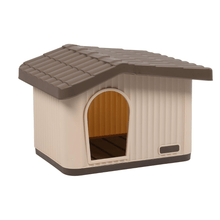 Weatherproof Plastic Pet House Indoor Outdoor Brown Dog Kennel Cat Shelter With Raised Floor & Ventilation, Durable PP Small Animal House For Rabbits Guinea Pigs, Easy Assembly (60x51x41cm)