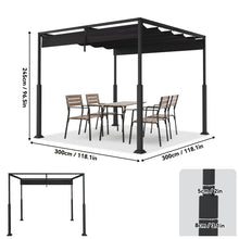 Pergola Garden Gazebo with Sliding Roof, Garden Arbours, Patio Canopy Gazebo Party Tent Metal Stable Garden Tent for Patio, Garden, Deck (Beige/Black)