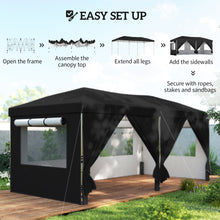 3 x 6 m Pop Up Gazebo with 6 Sidewalls, UPF50+ Outdoor Wedding Party Tent Marquee, Adjustable Height Event Shelter with Wheeled Bag, Sandbags & Stakes, Black