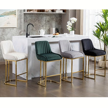 Set of 2 Velvet Bar Stools Without Arms by Wahson, Featuring a Stylish Quilted Backrest, Perfect for Kitchen Counters, Home Bars, Or Restaurants