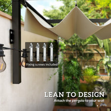 2 x 3m Lean To Pergola with Retractable Roof, Wall Mounted Garden Gazebo Outdoor Sun Shade Shelter for Patio, Khaki