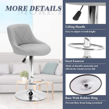 Modern Bar Stools Set Leatherette Exterior Adjustable Lift Chrome Footrest and Base for Breakfast Bar Counter Kitchen and Home Barstools