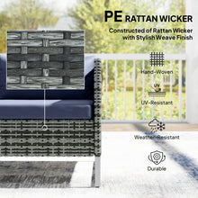 4 Seater Rattan Garden Furniture Set with Storage Box, Extra Wide Deep Corner Garden Sofa Loveseats, Glass-Top Coffee Table, Cushions, Outdoor Furniture Conversation Set for Patio, Dark Blue