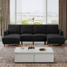 269cm U-Shaped Corduroy Sectional Sofa, Extra Deep Seat Chaise Lounge Couch, Easy Assembly Large Living Room Sofa