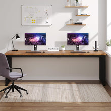 180 cm Office Desk, Desk with Heavy Duty Metal Frame, Workstation Study Desk for Home Office, Brown (Without Chair) (Brown & Black)
