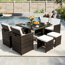 8 Seater Rattan Garden Furniture Cube Set Chairs Table Outdoor Patio Set