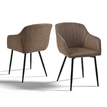 Set of 2 Upholstered Dining Chairs with Armrests and Solid Metal Base, Minimalist Style Chairs for Living Room, Kitchen and Bedroom