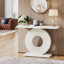 40 Inch Modern Console Table – Narrow Entryway Table with Geometric Base, Wood Accent Sofa Table for Living Room or Hallway