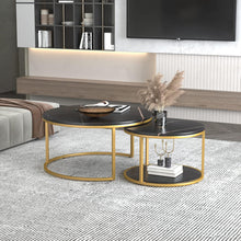 Nesting Coffee Tables Set of 2 Round Stacking Sofa Side Tables for Living Room