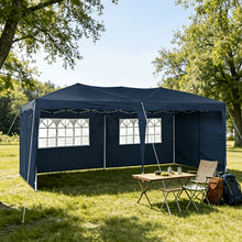 3 X 6 Meters Outdoor Folding Gazebo Tent, Detachable Full Enclosure with Window Side Panels, Thickened And Heavy-Duty Stainless Steel Frame with Multi-Level Height Adjustment, Portable Handheld Storage Bag