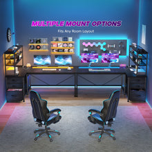 152.4cmH Tall L-Shaped Corner Computer Desk, Reversible Gaming Desk with Storage Rack And Fabric Drawers And Mesh PC Tower Stand, PC Table Workstation, Suitable for Home Offices