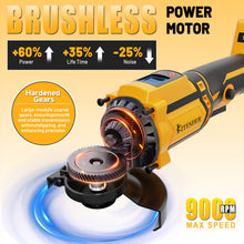 KITESDER Brushless Motor Angle Grinder Cordless. Power Tools with Battery And Rich Additions, Multi-Functional Tool. No-Load Speed: 9000/11000 R/Min. Suitable for Polishing, Sanding And Grinding. Shipped from Local Warehouse