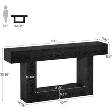 63" Console Table, Farmhouse 2-Tier Entryway Table with U-Shaped Base, Narrow Long Wood Sofa Table Behind Couch Table for Living Room, Hallway, Foyer, Black