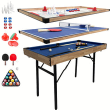 6-In-1 Multi-Game Table Folding Pool Table, Billiards, Hockey, Table Tennis, Bowling, And Shuffleboard with All Additions for Adults