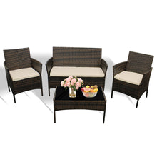 Garden Furniture Sofa Chairs Table Set Rattan Conservatory Outdoor Patio Seat Cushion With Single Armchairs With Coffee Table 6210-B Sofa