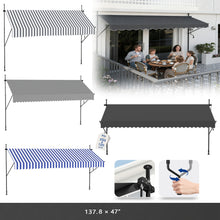 Retractable Patio Awning Measuring 350.01 X 119.38 cm, Featuring a Manual Crank Handle, Designed As a Sunshade Shelter for Outdoor Patios. This Canopy Can Be Adjusted in Height from 78.7 to 299.97 cm, Suitable for Patios, Balconies, Or Yards