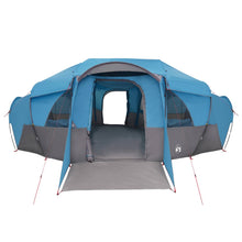 Chelsea Family Tent with Rainfly, Water-resistant Tunnel, 10-Person, Blue, Material: 185T Polyester with PU Coating, Frame Material: Fiberglass, Steel, Overall Dimensions: 580 x 307 x 208 cm (L x W x H), Floor Size: 580 x 307 cm (L x W), Floor Area: 16.67