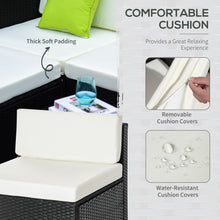 5pcs PE Garden Furniture Set with Cushions, Outdoor Corner Sofa, Patio Sectional Conversation Furniture Sets with Glass Top Coffee Table