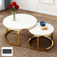 Nesting Coffee Tables Set of 2 Round Stacking Sofa Side Tables for Living Room