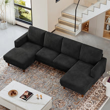 269cm U-Shaped Corduroy Sectional Sofa, Extra Deep Seat Chaise Lounge Couch, Easy Assembly Large Living Room Sofa