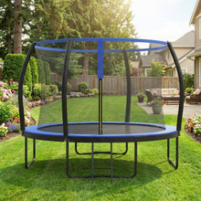Outdoor Jumping Mat, 305 cm Diameter Trampoline with Safety Net, Ladder, Steel Frame, for Garden, Black and Blue