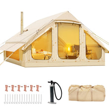 Inflatable Camping Tent with Chimney Opening And Roof Window, Air Pump Included for 2-10 People, Oxford Cloth Four-Season Inflatable Tent, Quick Setup Air Tent