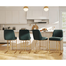 Set of 2 Velvet Bar Stools Without Arms by Wahson, Featuring a Stylish Quilted Backrest, Perfect for Kitchen Counters, Home Bars, Or Restaurants