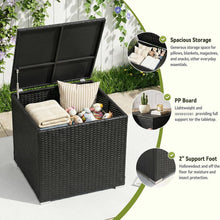 4-seater Garden Furniture Set (with Cushions), L-shaped Rattan Corner Sofa Set (with Storage Box and Glass Coffee Table), Metal-framed Outdoor Furniture Set, Suitable for Patios and Conservatories (black Rattan with Dark Grey Cushions)