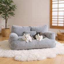 Grey Large Cat Sofa Bed, Puppy Couch with Backrest and Removable Pillows, Large 2 Sizes Available 55x38x18cm or 65x46x30cm