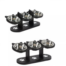 Cat and Dog Indoor Raised Feeding Bowl with Stand Elevated Cat Bowls Tilted Raised Dog Bowl with Stand 3 Dog Food Bowl Pet Feeding Set 42x16x15cm