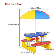 ERGOMASTER Kids Picnic Table Set with Umbrella, Premium PP Outdoor Table and Bench for 4, Removable Folding Sunshade, Children's Activity Table for Backyard, Patio, Garden & Indoor Playroom