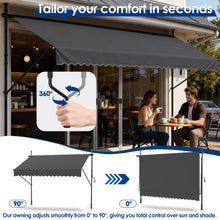 Retractable Patio Awning Measuring 350.01 X 119.38 cm, Featuring a Manual Crank Handle, Designed As a Sunshade Shelter for Outdoor Patios. This Canopy Can Be Adjusted in Height from 78.7 to 299.97 cm, Suitable for Patios, Balconies, Or Yards