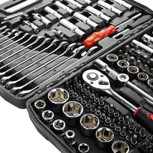 215pcs Socket Set with Ratchet Wrench, Drill Bits, and Hex Keys - Complete Mechanic Tool Kit with 1/2", 1/4", and 3/8" Drive Sizes