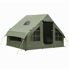 Army Green Outdoor Camping Inflatable Tent Mobile House, 8-10 Person Tents. Extra-Large Space for Comfortable Leisure, Picnics, and Barbecues. Portable, Foldable, and Easy to Store. Features Doors and Windows. Provides Ventilation, Warmth and Comfort