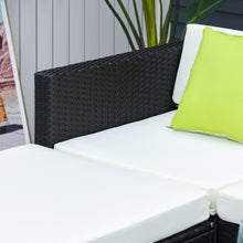 5pcs PE Garden Furniture Set with Cushions, Outdoor Corner Sofa, Patio Sectional Conversation Furniture Sets with Glass Top Coffee Table