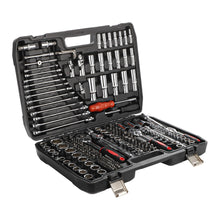 215pcs Socket Set with Ratchet Wrench, Drill Bits, and Hex Keys - Complete Mechanic Tool Kit with 1/2", 1/4", and 3/8" Drive Sizes