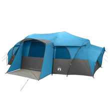 Chelsea Family Tent with Rainfly, Water-resistant Tunnel, 10-Person, Blue, Material: 185T Polyester with PU Coating, Frame Material: Fiberglass, Steel, Overall Dimensions: 580 x 307 x 208 cm (L x W x H), Floor Size: 580 x 307 cm (L x W), Floor Area: 16.67