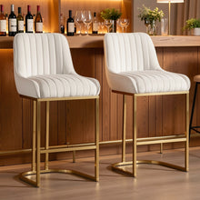 Set of 2 Velvet Bar Stools Without Arms by Wahson, Featuring a Stylish Quilted Backrest, Perfect for Kitchen Counters, Home Bars, Or Restaurants