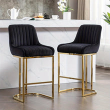 Set of 2 Velvet Bar Stools Without Arms by Wahson, Featuring a Stylish Quilted Backrest, Perfect for Kitchen Counters, Home Bars, Or Restaurants